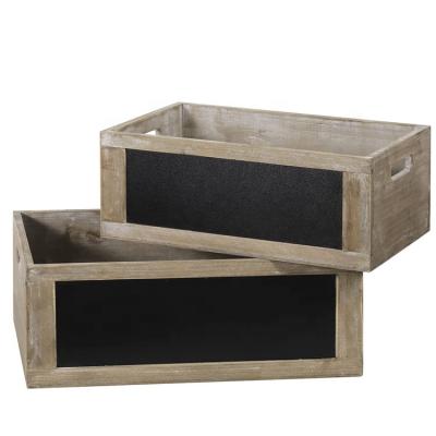 China Sustainable Home Decor Rustic Natural Wooden Fruit Storage Boxes With Handles for sale