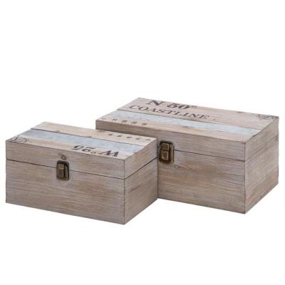 China Best Customized Stocked Selling Rustic Cheap Wooden Packaging Storage Box With Lock And Hinged Lid for sale