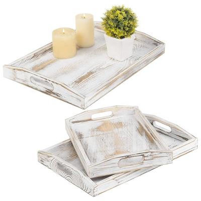 China Europe set of 3 interlocking whitewashed wood serving trays for sale