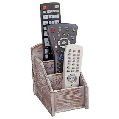 China Rustic Table Top Wooden Remote Control Cart with 3 Slots for sale