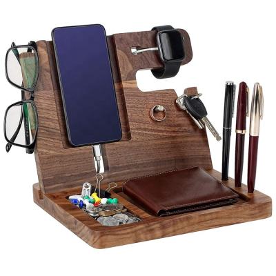 China Adjustable Gifts for Men - Ebony Wood Phone Docking Station with Key Stand, Wallet Holder and Watch Organizer for sale