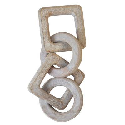 China Farmhouse Aesthetic Home Rustic White Modern Chain Link Wood Decor For Table for sale