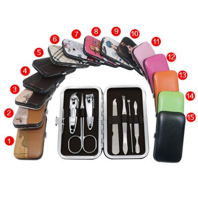 China Creative Finger Gifts Small 7 Piece Set Of Nail Art Makeup Tool Set And Nail Clippers for sale