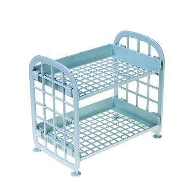 China Sustainable Multifunctionalrectangulardouble-layerplastic kitchen storage rack for sale