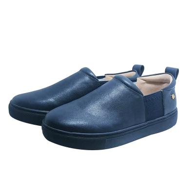 China New Arrivals Genuine Cow Leather Shoes Sock Espadrilles Walking Navy Flat Women Girls Shoes for sale