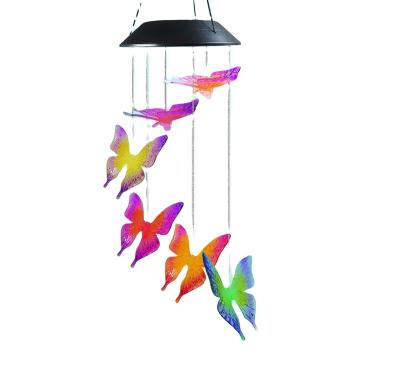 China Modern Outdoor Lighting Fixtures Hanging Butterfly Windchimes Garden Windchime Solar Power Windchime for sale