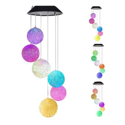 China Modern outdoor lighting fixtures windchimes LED Solar Light Crystal Ball Waterproof Outdoor Solar Wind Chime in Garden Lights for sale