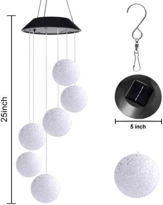 China Modern Outdoor Light Fixtures Color Changing LED Lights Crystal Ball Waterproof Outdoor Hanging Solar Wind Chimes for sale