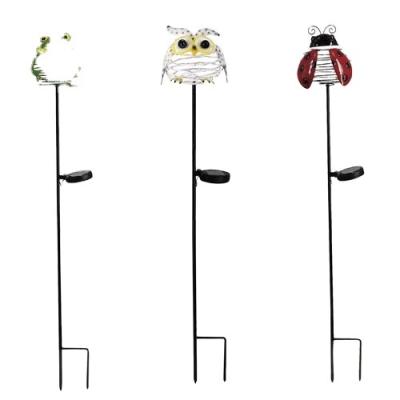 China 2022 Warm Metal Owl Ladybug Solar Decoration LED Owl Garden Light Outdoor Stake Garden Lighting for sale