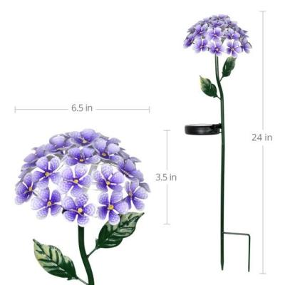 China IP44 Garden Iron Stake Sun Flower LED Lights Outdoor Solar Metal Hydrangea Garden Lighting for sale