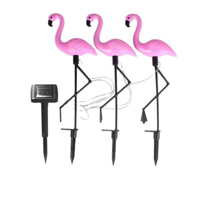 China Garden Set of 3 Solar Powered Outdoor Pink Flamingo LED Garden Pathway Lights for sale