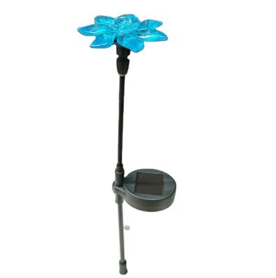 China Mini Solar Garden Stake Lightweight Outdoor Garden Pathway With Blue Plastic Flower for sale