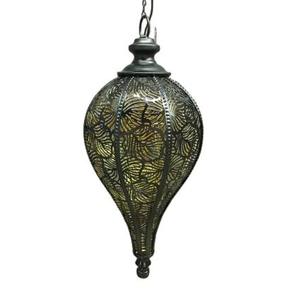 China Garden Hanging Solar Outdoor LED Metal Lights Hollow Lantern for sale