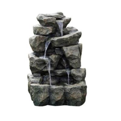 China Contemporary Rock Creek Cascading Indoor Garden Outdoor Resin Lead Fountain with Illumination Natural Stone Resin Garden Fountain for sale