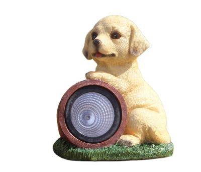 China Waterproof Solar LED Spot Light Dog Polyresin Resin Garden Cold White Lighting for sale