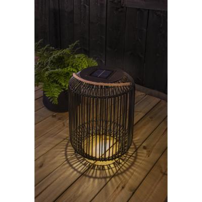 China Solar Iron Outdoor Single Black Metal Light Fixture Modern Decoration Votive Lantern For Home Decor Accessories for sale