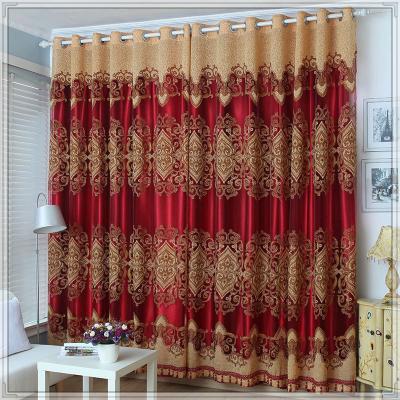 China Semi Blackout 96 Inch Jacquard Double Layer Elegant Blackout Fabric Embroidered Ready Made Window Curtains For Living Room Bedroom for sale