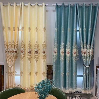 China Blackout Embroidery Wholesale Cheap Luxury Design Window Door Curtain Set Floral Sheer Living Room Bedroom for sale