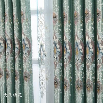 China Wholesale Cheap Luxury Blackout Embroidery Designs Floral Sheer Window Door Curtain Set Living Room Bedroom for sale