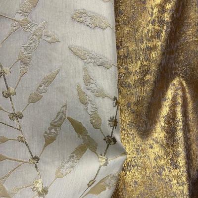 China 2021 Blackout Curtains Blackout Jacquard Champagne Gold Fabirc Custom Size Blackout Curtins For Living Room Bedroom for sale