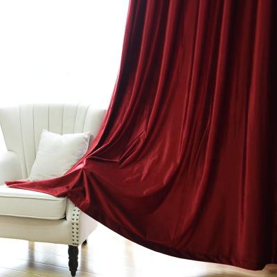 China Wholesale Blackout Velvet Ready Made Decorative Red Fabric Curtain Blackout Window Curtains For Living Room for sale