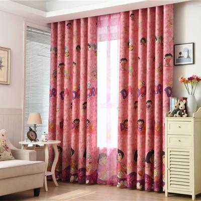 China Ready Made Blackout Bedroom Girl Window Curtain Kids Drape Pink Curtain Fabric Cartoon Blackout Curtain Sets for sale