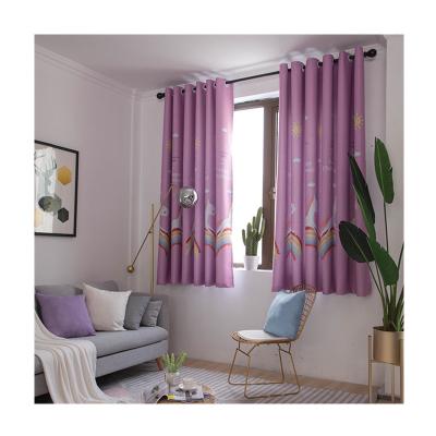 China Cotton Canvas Wholesale Ready Made Window Blackout Printing Short Bay Window Blackout Curtain Panel For Bedroom Living Room Glass Doors Balcony for sale