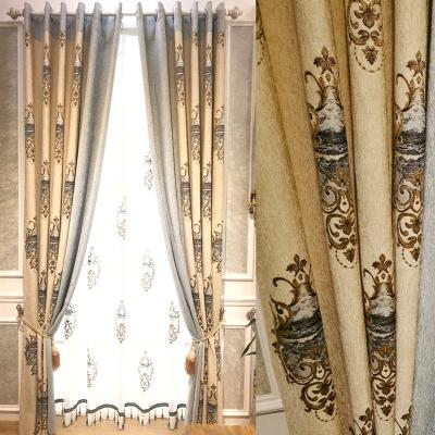 China Blackout Chenille High Quality Luxury Heavy Embroidery Blackout Home Ready Made Window Curtains For Living Room Bedroom Curtain for sale