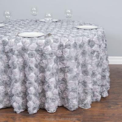 China Oilproof Round Chiffon Rosette Tulle Tablecloth for sale