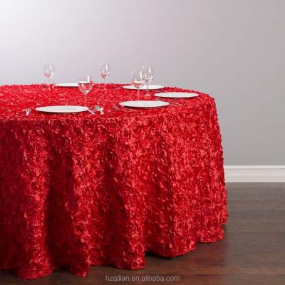 China Oilproof Satin Romantic Elegant Fabric Rosette Different Sizes Tablecloth for sale