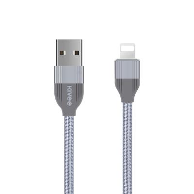 China 5V2A Charging Cable Nylon Cable KIVEE Silver Color USB Cable For Mobile Phone Cable For iPhone for sale