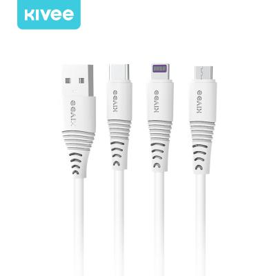 China MP3/MP4 Player KIVEE CH072 3.5A One Pull Three 3 in 1 Fast Charging Cable for Mobile Phone for iPhone for Android for sale