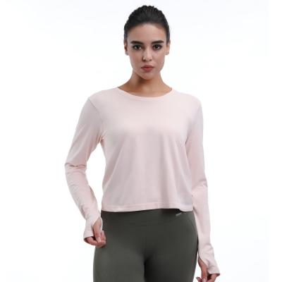 China Cropped Long Sleeve Shirt With Thumb Holes Lightweight Ventilated Stylish for sale