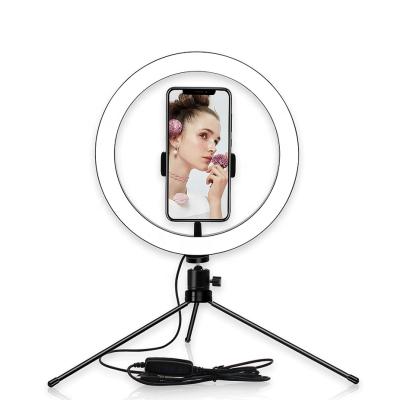 China Beauty Live Ring Light Dropshipping Service 10 Inch Selfie Ring Light with Tripod Stand Dimmable LED Circle Desk Light for Live Streaming for sale