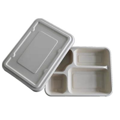 China Modern Disposable Degradable Take Out Three Four Multi Grid Five Grid Fast Food Pulp Packing Lunch Box for sale