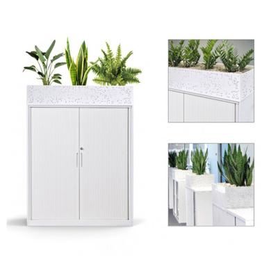 China Steel Structure China Factory Cabinet Tambour Door Metal Steel Filling Hit-Down Storage Cabinets With Planter for sale