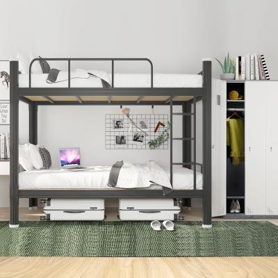 China Hot Sale China Manufacturer Steel Tube Metal Double Bunk Beds Bookcase Headboard For Army Or School for sale