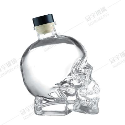 China Verzegelingsvorm Cork 400 ml/750 ml Skull Glass Wine Flas for Home Decoration Te koop