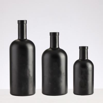 China Acceptable Customer's Logo Glass Bottle with Matte Black Spray Printing 500ml 750ml for sale