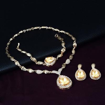 China Amazon Hot Selling Customization Bridal 18K Gold Plated Necklace Fashion Fine Jewelry Good Quality Set Luxury Earring Set For Women for sale