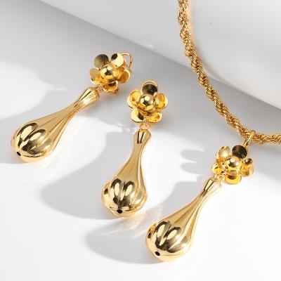 China Good Quality Round Rose Gold Plated Bead Adjustable Wedding Women Necklace Set Jewelry for sale