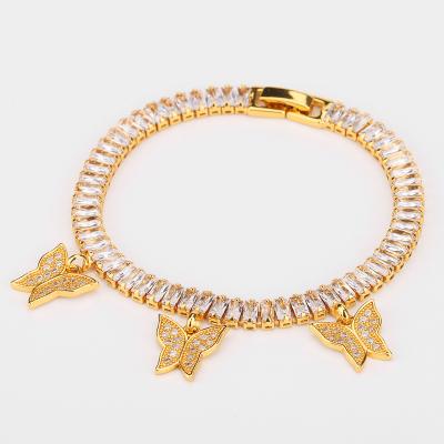 China Good Quality Fashion Claw Setting Elegant Adjustable Gold Plated Zircon Copper Women's Tennis Jewelry Heart Hand Bracelet For Women for sale