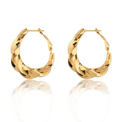 China Custom Made 18K Gold Plated Brass Circle Hoop Earrings Geometric Unique Women Popular Good Quality for sale