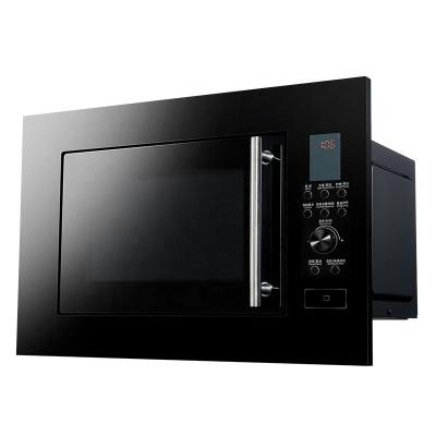 China 25L Hotel Built In Black Glass Microwave Oven With Grill for sale