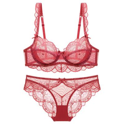 China Gather around. Lift your hips ShiDunSi Ultra-thin sponge-free transparent bra with large breasts and small lace bra Sexy lingerie bra set for women for sale