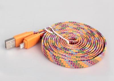 China 4ft Flat MFI Certified Cable For Apple Multicolor High Gloss Braided Textile for sale