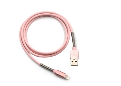 China PU Wraped iPhone Mfi Cable in Pink Color / 1m Long Length / 8pin USB 2.0 for sale