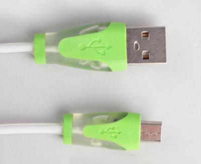 China Visible Flowing Light Up Charging Cable Micro USB / Green / Round For Mobile for sale