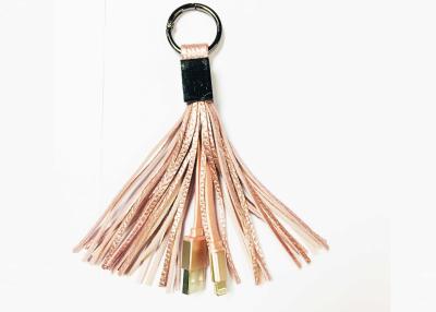 China Pink Leather Tassel Metal Head Multifunction USB Cable Charging Cord For Smart Phone for sale