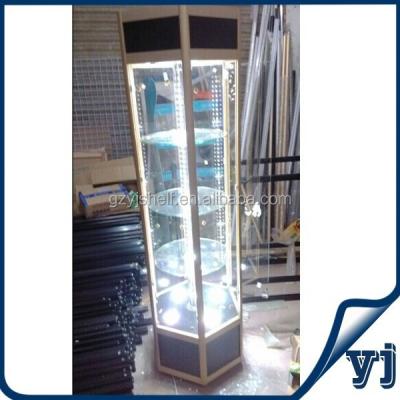 China All Kinds Of Store YJ-H2000M Luxury Fully Visible Aluminum Revolving Glass Display Case/Glass Revolving Display Cabinet for sale